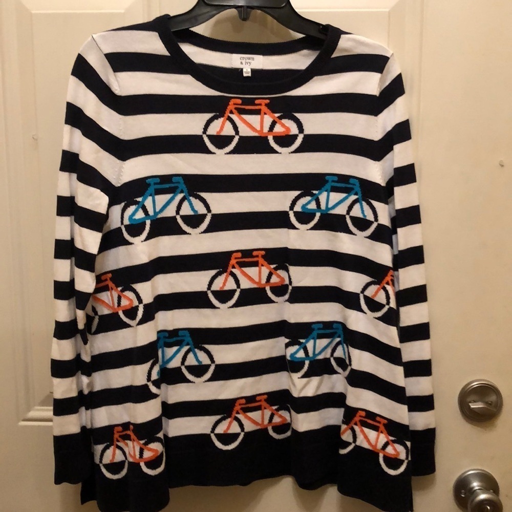 Crown & Ivy sweater with bicycles